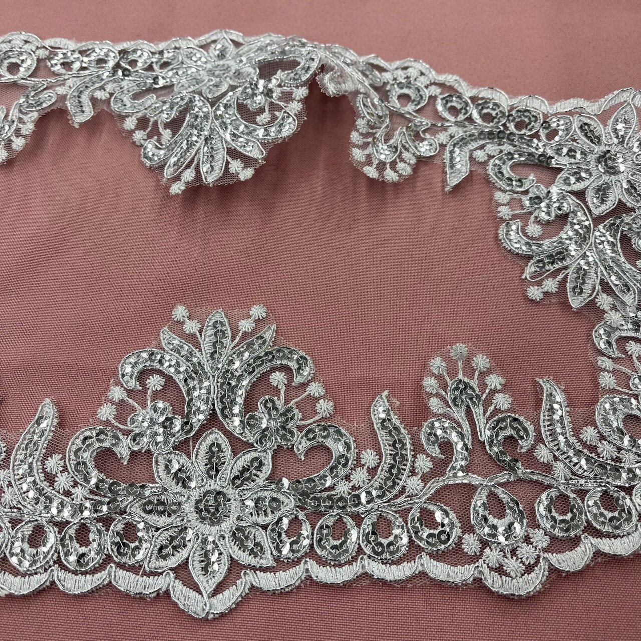 1 Yard Floral Beaded Corded Lace Trim 3.5" Wide Embroidered 100% Polyester Mesh for Special Dresses